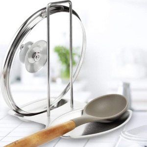 Restaurant Diner Style Kitchen Spoon Rest & Lid Holder Stainless Steel
